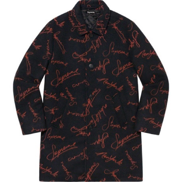 Supreme Script Logos Wool Overcoat - M - Picture 1 of 12